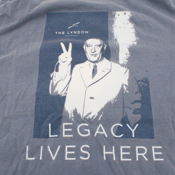 The Lyndon Springtown San Marcos Texas State University Blue Tee Tshirt SM - Picture 1 of 8